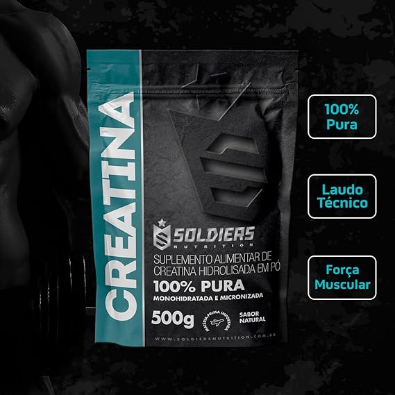 Creatina Monohidratada 500g - 100% Pura Importada - Soldiers Nutrition