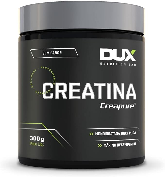 DUX HUMAN HEALTH - Creatina Monohidratada 100% Creapure - Suplementação Academia, Ganho Muscular Hipertrofia, Força Energia Resistência, Suplementos Naturais - Sem Sabor - Pote 300g